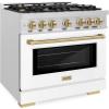 imageZLINE Autograph 36 in Select Dual Fuel Satin Steel Range wWhite amp Bronze Accents HDRSZWM36CB