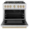 imageZLINE Autograph 36 in Select Dual Fuel Satin Steel Range wWhite amp Bronze Accents HDRSZWM36CB