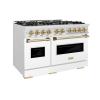 imageZLINE Autograph 48 in Classic Dual Fuel Satin Steel Range wWhite amp Bronze Accents CDRSZWM48CB