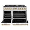 imageZLINE Autograph 48 in Classic Dual Fuel Satin Steel Range wWhite amp Bronze Accents CDRSZWM48CB