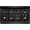 imageZLINE Autograph 48 in Paramount DuoPro Gas Range in Black Steel with Polished Gold Helix Handles PSGRBZ48KG