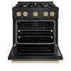 imageZLINE Autograph Edition 30 in 42 cu ft Classic Dual Fuel Range with 4 Burner Gas Cooktop and Electric Convection Oven in Black Stainless Steel with Champagne Bronze Accents CDRBZ30CB