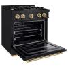 imageZLINE Autograph Edition 30 in 42 cu ft Classic Dual Fuel Range with 4 Burner Gas Cooktop and Electric Convection Oven in Black Stainless Steel with Champagne Bronze Accents CDRBZ30CB
