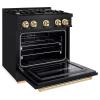 imageZLINE Autograph Edition 30 in 42 cu ft Classic Dual Fuel Range with 4 Burner Gas Cooktop and Electric Convection Oven in Black Stainless Steel with Polished Gold Accents CDRBZ30G