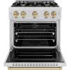 imageZLINE Autograph Edition 30 in 42 cu ft Classic Dual Fuel Range with 4 Burner Gas Cooktop and Electric Convection Oven in Satin Stainless Steel with Champagne Bronze Accents CDRSZ30CB