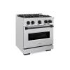 imageZLINE Autograph Edition 30 in 42 cu ft Classic Dual Fuel Range with 4 Burner Gas Cooktop and Electric Convection Oven in Satin Stainless Steel with Matte Black Accents CDRSZ30MB