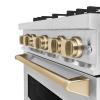 imageZLINE Autograph Edition 30 in 42 cu ft Classic Dual Fuel Range with 4 Burner Gas Cooktop and Electric Convection Oven in Stainless Steel with Champagne Bronze Accents CDRZ30CB