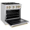 imageZLINE Autograph Edition 30 in 42 cu ft Classic Dual Fuel Range with 4 Burner Gas Cooktop and Electric Convection Oven in Stainless Steel with Champagne Bronze Accents CDRZ30CB