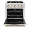 imageZLINE Autograph Edition 30 in 42 cu ft Classic Dual Fuel Range with 4 Burner Gas Cooktop and Electric Convection Oven in Stainless Steel with Champagne Bronze Accents CDRZ30CB
