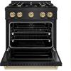 imageZLINE Autograph Edition 30 in 42 cu ft Classic Gas Range with 4 Burner Cooktop and Convection Gas Oven in Black Stainless Steel and Champagne Bronze Accents CGRBZ30CB