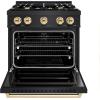 imageZLINE Autograph Edition 30 in 42 cu ft Classic Gas Range with 4 Burner Cooktop and Convection Gas Oven in Black Stainless Steel and Polished Gold Accents CGRBZ30G