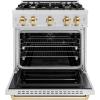 imageZLINE Autograph Edition 30 in 42 cu ft Classic Gas Range with 4 Burner Cooktop and Convection Gas Oven in Satin Stainless Steel and Polished Gold Accents CGRSZ30G