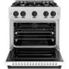 imageZLINE Autograph Edition 30 in 42 cu ft Classic Gas Range with 4 Burner Cooktop and Convection Gas Oven in Satin Stainless Steel with White Matte Door and Matte Black Accents CGRSZWM30MB