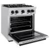 imageZLINE Autograph Edition 30 in 42 cu ft Classic Gas Range with 4 Burner Cooktop and Convection Gas Oven in Stainless Steel and Matte Black Accents CGRZ30MB