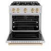 imageZLINE Autograph Edition 30 in 42 cu ft Classic Gas Range with 4 Burner Cooktop and Convection Gas Oven in Stainless Steel and Polished Gold Accents CGRZ30G