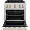 imageZLINE Autograph Edition 30 in 42 cu ft Classic Gas Range with 4 Burner Cooktop and Convection Gas Oven in Stainless Steel with White Matte Door and Champagne Bronze Accents CGRZWM30CB
