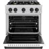 imageZLINE Autograph Edition 30 in 42 cu ft Classic Gas Range with 4 Burner Cooktop and Convection Gas Oven in Stainless Steel with White Matte Door and Matte Black Accents CGRZWM30MB