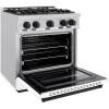 imageZLINE Autograph Edition 30 in 42 cu ft Classic Gas Range with 4 Burner Cooktop and Convection Gas Oven in Stainless Steel with White Matte Door and Matte Black Accents CGRZWM30MB