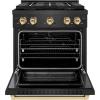 imageZLINE Autograph Edition 30 in 42 cu ft Paramount Dual Fuel Range with 4 Burner DuoPro Cooktop and Electric Convection Oven in Black Satin Stainless Steel and Polished Gold Accents PSDRBSZ30G