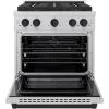 imageZLINE Autograph Edition 30 in 42 cu ft Paramount Dual Fuel Range with 4 Burner DuoPro Cooktop and Electric Convection Oven in Satin Stainless Steel and Matte Black Accents PSDRSZ30MB