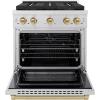 imageZLINE Autograph Edition 30 in 42 cu ft Paramount Dual Fuel Range with 4 Burner DuoPro Cooktop and Electric Convection Oven in Stainless Steel with Champagne Bronze Accents PSDRZ30CB