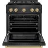 imageZLINE Autograph Edition 30 in 42 cu ft Paramount Gas Range with 4 Burner DuoPro Cooktop and Convection Gas Oven in Black Satin Stainless Steel and Champagne Bronze Accents PSGRBSZ30CB