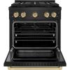 imageZLINE Autograph Edition 30 in 42 cu ft Paramount Gas Range with 4 Burner DuoPro Cooktop and Convection Gas Oven in Black Stainless Steel and Champagne Bronze Accents PSGRBZ30CB