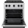 imageZLINE Autograph Edition 30 in 42 cu ft Paramount Gas Range with 4 Burner DuoPro Cooktop and Convection Gas Oven in Satin Stainless Steel and Matte Black Accents PSGRSZ30MB