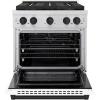 imageZLINE Autograph Edition 30 in 42 cu ft Paramount Gas Range with 4 Burner DuoPro Cooktop and Convection Gas Oven in Stainless Steel with White Matte Door and Matte Black Accents PSGRZWM30MB