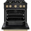 imageZLINE Autograph Edition 30 in 42 cu ft Select Dual Fuel Range with 4 Burner Gas Cooktop and Electric Convection Oven in Black Stainless Steel with Champagne Bronze Accents HDRBZ30CB
