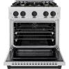 imageZLINE Autograph Edition 30 in 42 cu ft Select Dual Fuel Range with 4 Burner Gas Cooktop and Electric Convection Oven in Satin Stainless Steel with Matte Black Accents HDRSZ30MB