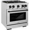 imageZLINE Autograph Edition 30 in 42 cu ft Select Dual Fuel Range with 4 Burner Gas Cooktop and Electric Convection Oven in Satin Stainless Steel with Matte Black Accents HDRSZ30MB