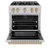 imageZLINE Autograph Edition 30 in 42 cu ft Select Dual Fuel Range with 4 Burner Gas Cooktop and Electric Convection Oven in Stainless Steel with Champagne Bronze Accents HDRZ30CB