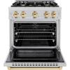imageZLINE Autograph Edition 30 in 42 cu ft Select Dual Fuel Range with 4 Burner Gas Cooktop and Electric Convection Oven in Stainless Steel with Polished Gold Accents HDRZ30G