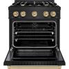 imageZLINE Autograph Edition 30 in 42 cu ft Select Gas Range with 4 Burner Cooktop and Convection Gas Oven in Black Stainless Steel and Champagne Bronze Accents HGRBZ30CB