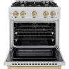 imageZLINE Autograph Edition 30 in 42 cu ft Select Gas Range with 4 Burner Cooktop and Convection Gas Oven in Satin Stainless Steel and Champagne Bronze Accents HGRSZ30CB