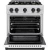 imageZLINE Autograph Edition 30 in 42 cu ft Select Gas Range with 4 Burner Cooktop and Convection Gas Oven in Satin Stainless Steel with White Matte Door and Matte Black Accents HGRSZWM30MB