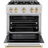 imageZLINE Autograph Edition 30 in 42 cu ft Select Gas Range with 4 Burner Cooktop and Convection Gas Oven in Satin Stainless Steel with White Matte Door and Polished Gold Accents HGRSZWM30G