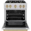 imageZLINE Autograph Edition 30 in 42 cu ft Select Gas Range with 4 Burner Cooktop and Convection Gas Oven in Stainless Steel and Champagne Bronze Accents HGRZ30CB