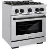 imageZLINE Autograph Edition 30 in 42 cu ft Select Gas Range with 4 Burner Cooktop and Convection Gas Oven in Stainless Steel and Matte Black Accents HGRZ30MB