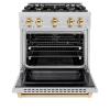 imageZLINE Autograph Edition 30 in 42 cu ft Select Gas Range with 4 Burner Cooktop and Convection Gas Oven in Stainless Steel and Polished Gold Accents HGRZ30G