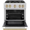 imageZLINE Autograph Edition 30 in 42 cu ft Select Gas Range with 4 Burner Cooktop and Convection Gas Oven in Stainless Steel with White Matte Door and Champagne Bronze Accents HGRZWM30CB