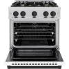 imageZLINE Autograph Edition 30 in 42 cu ft Select Gas Range with 4 Burner Cooktop and Convection Gas Oven in Stainless Steel with White Matte Door and Matte Black Accents HGRZWM30MB