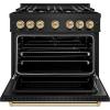 imageZLINE Autograph Edition 36 in 52 cu ft Classic Dual Fuel Range with 6 Burner Gas Cooktop and Electric Convection Oven in Black Stainless Steel with Champagne Bronze Accents CDRBZ36CB