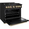 imageZLINE Autograph Edition 36 in 52 cu ft Classic Dual Fuel Range with 6 Burner Gas Cooktop and Electric Convection Oven in Black Stainless Steel with Champagne Bronze Accents CDRBZ36CB