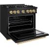 imageZLINE Autograph Edition 36 in 52 cu ft Classic Dual Fuel Range with 6 Burner Gas Cooktop and Electric Convection Oven in Black Stainless Steel with Polished Gold Accents CDRBZ36G