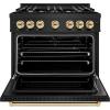 imageZLINE Autograph Edition 36 in 52 cu ft Classic Dual Fuel Range with 6 Burner Gas Cooktop and Electric Convection Oven in Black Stainless Steel with Polished Gold Accents CDRBZ36G