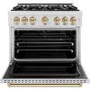 imageZLINE Autograph Edition 36 in 52 cu ft Classic Dual Fuel Range with 6 Burner Gas Cooktop and Electric Convection Oven in Satin Stainless Steel with Champagne Bronze Accents CDRSZ36CB
