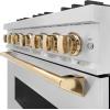 imageZLINE Autograph Edition 36 in 52 cu ft Classic Dual Fuel Range with 6 Burner Gas Cooktop and Electric Convection Oven in Satin Stainless Steel with Polished Gold Accents CDRSZ36G
