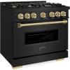 imageZLINE Autograph Edition 36 in 52 cu ft Classic Gas Range with 6 Burner Cooktop and Convection Gas Oven in Black Stainless Steel and Champagne Bronze Accents CGRBZ36CB